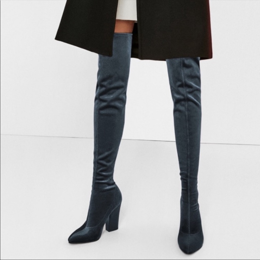 🆕 Zara Velvet Over the Knee Boots SIZE 40